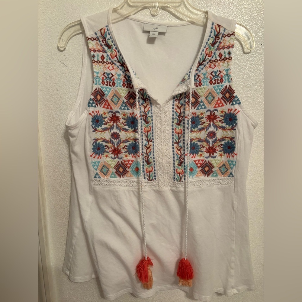J.Jill embroidered sleeveless top XS - Picture 2 of 9